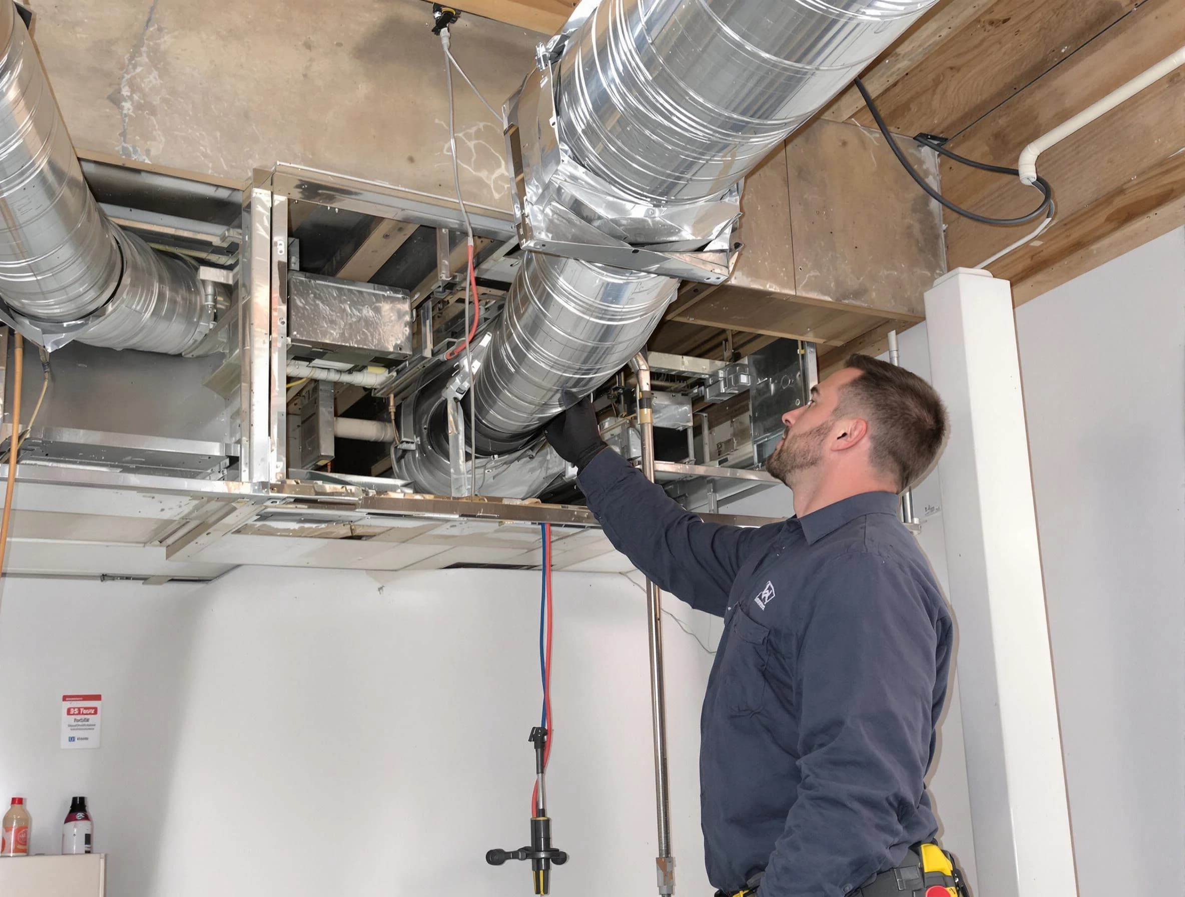 Coopertown Air Duct Cleaning technician performing professional air duct repair using specialized tools in Coopertown
