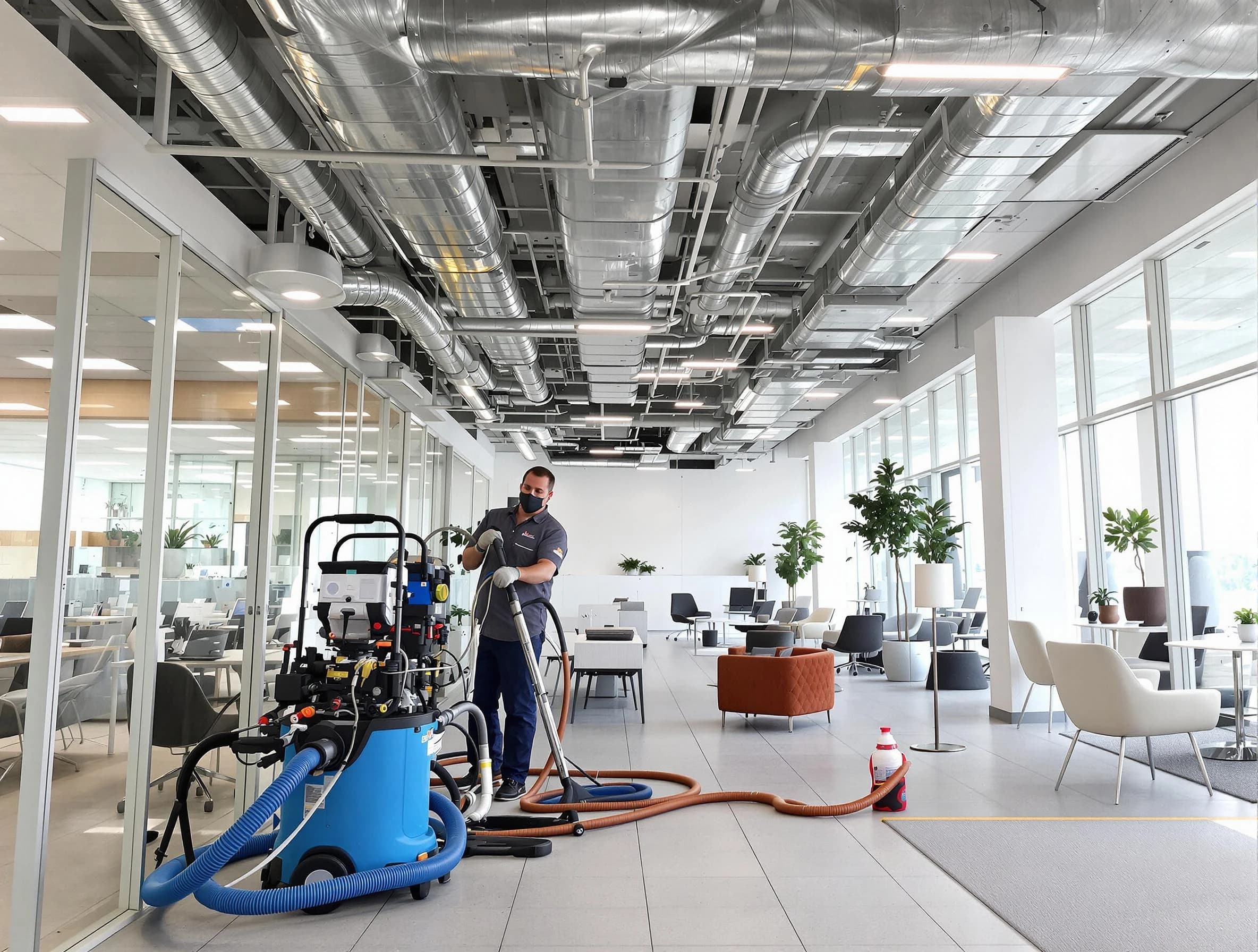 Coopertown Air Duct Cleaning team conducting comprehensive commercial duct cleaning at a business location in Coopertown