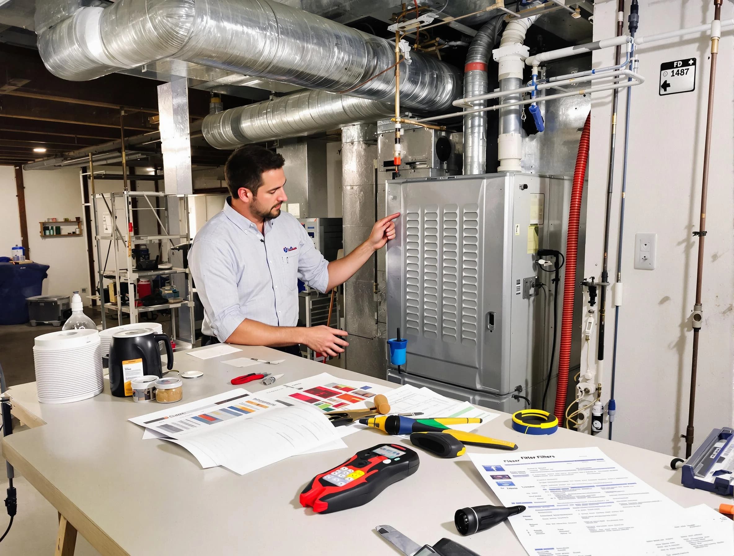 Coopertown Air Duct Cleaning inspector conducting detailed filter system evaluation using professional diagnostic tools in Coopertown