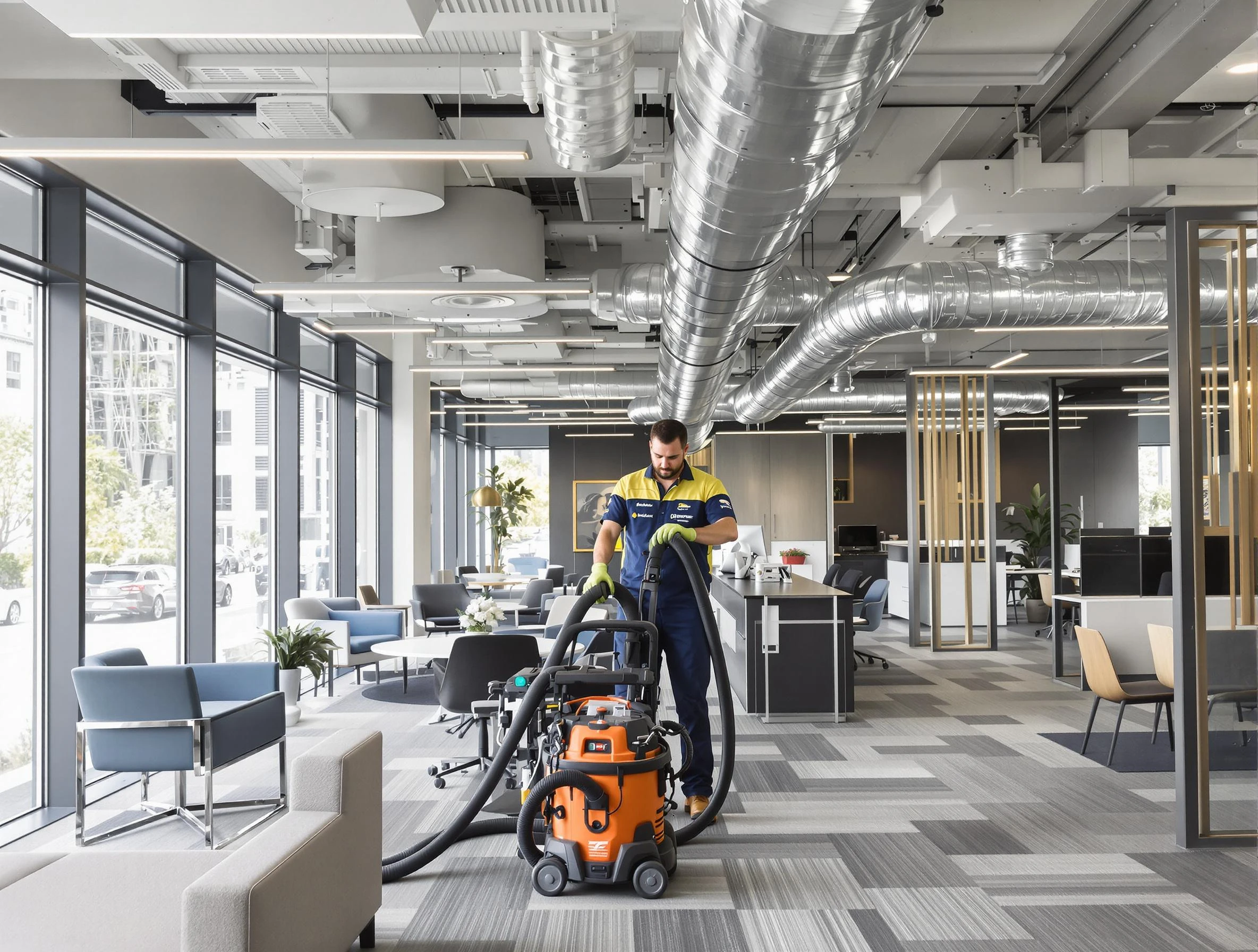 Coopertown Air Duct Cleaning team performing thorough commercial duct cleaning at a Coopertown business center